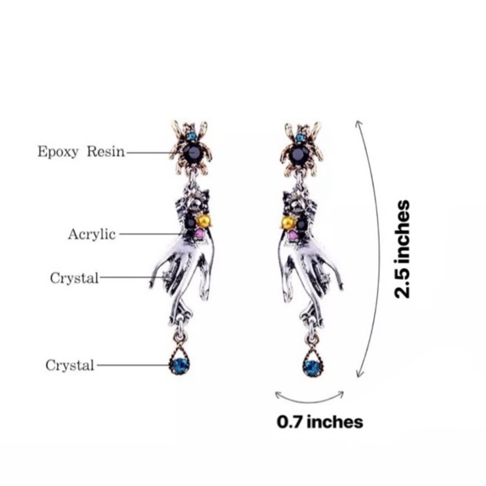 Spider Earrings With Dangling Hands - Picture 6 of 8